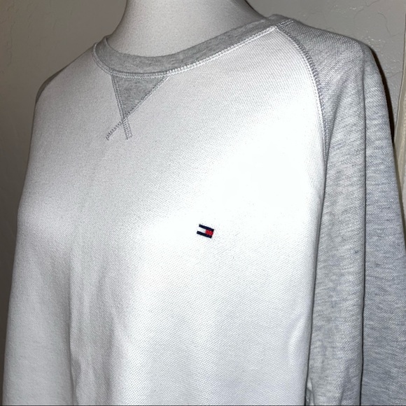 🎉HP🎉NWOT Tommy Hilfiger Crewneck Pullover Sweatshirt White/Gray Size Men's XXL - Picture 6 of 12